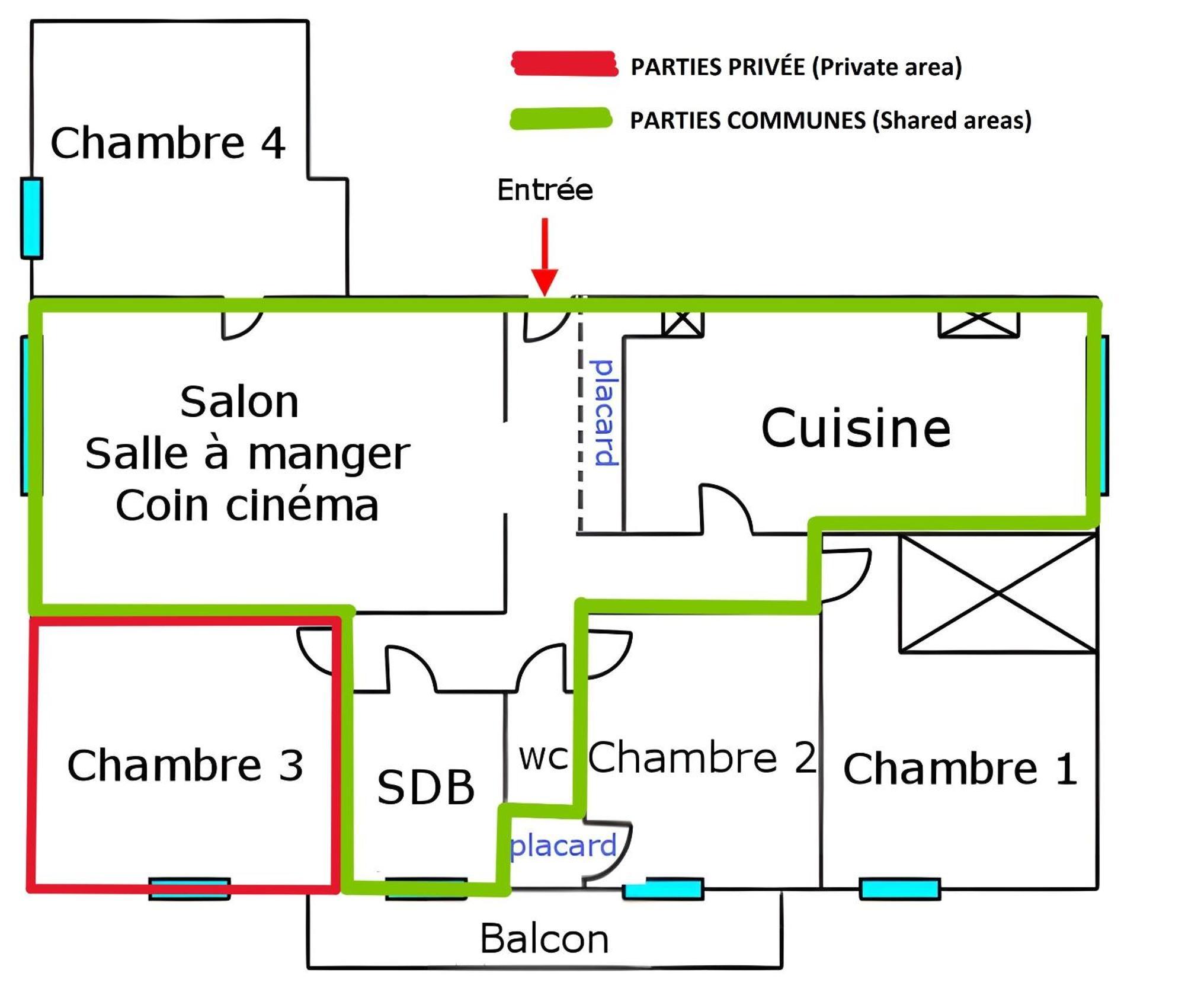 Chambre En Colocation Fille, Proche Mer, Climatisation Toulon Bilik gambar