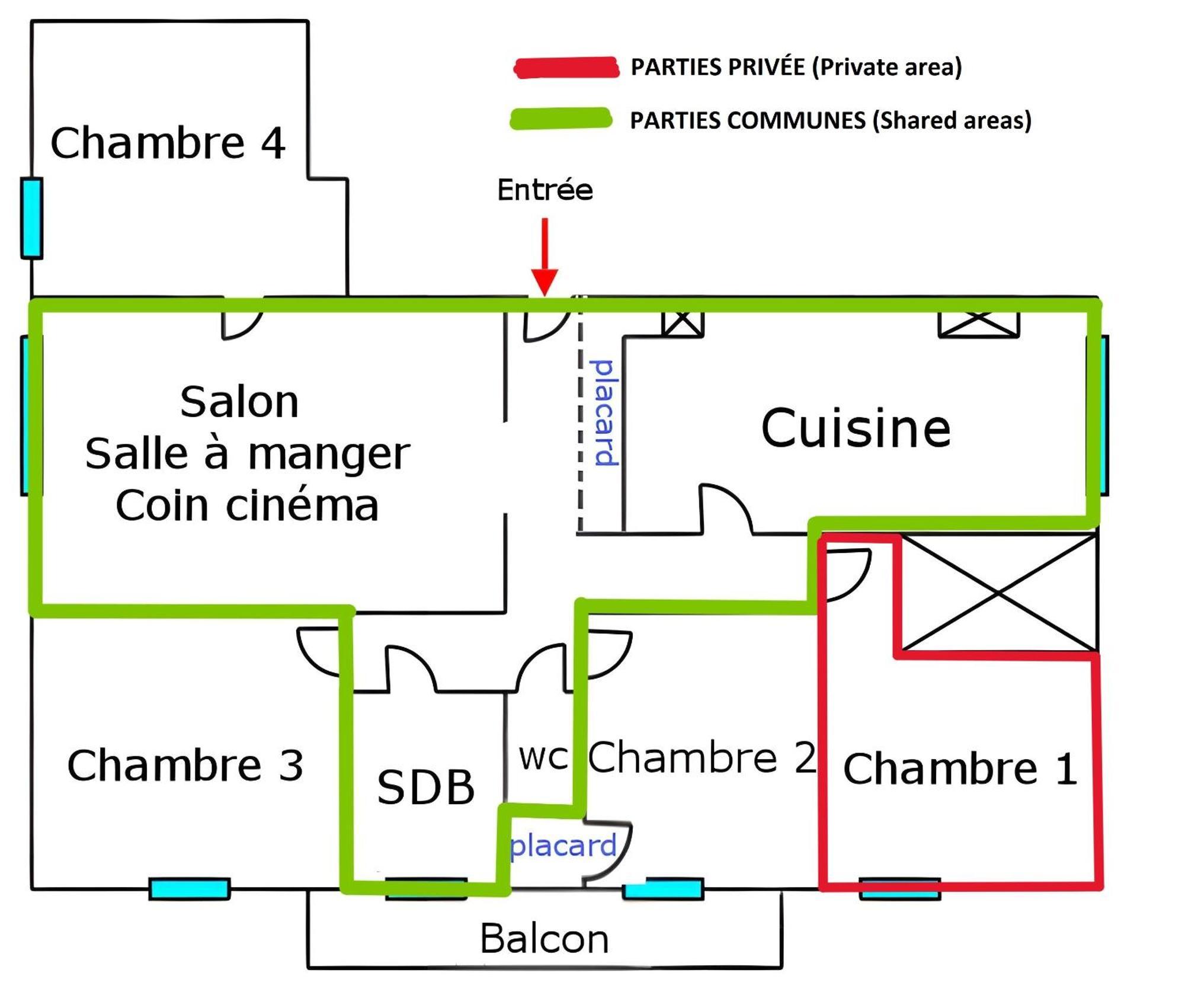 Chambre En Colocation Fille, Proche Mer, Climatisation Toulon Bilik gambar